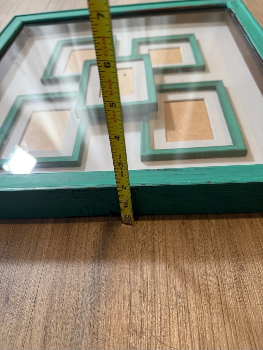 Turquoise Green Dark Green Wooden Multi-Frame Wall Collage